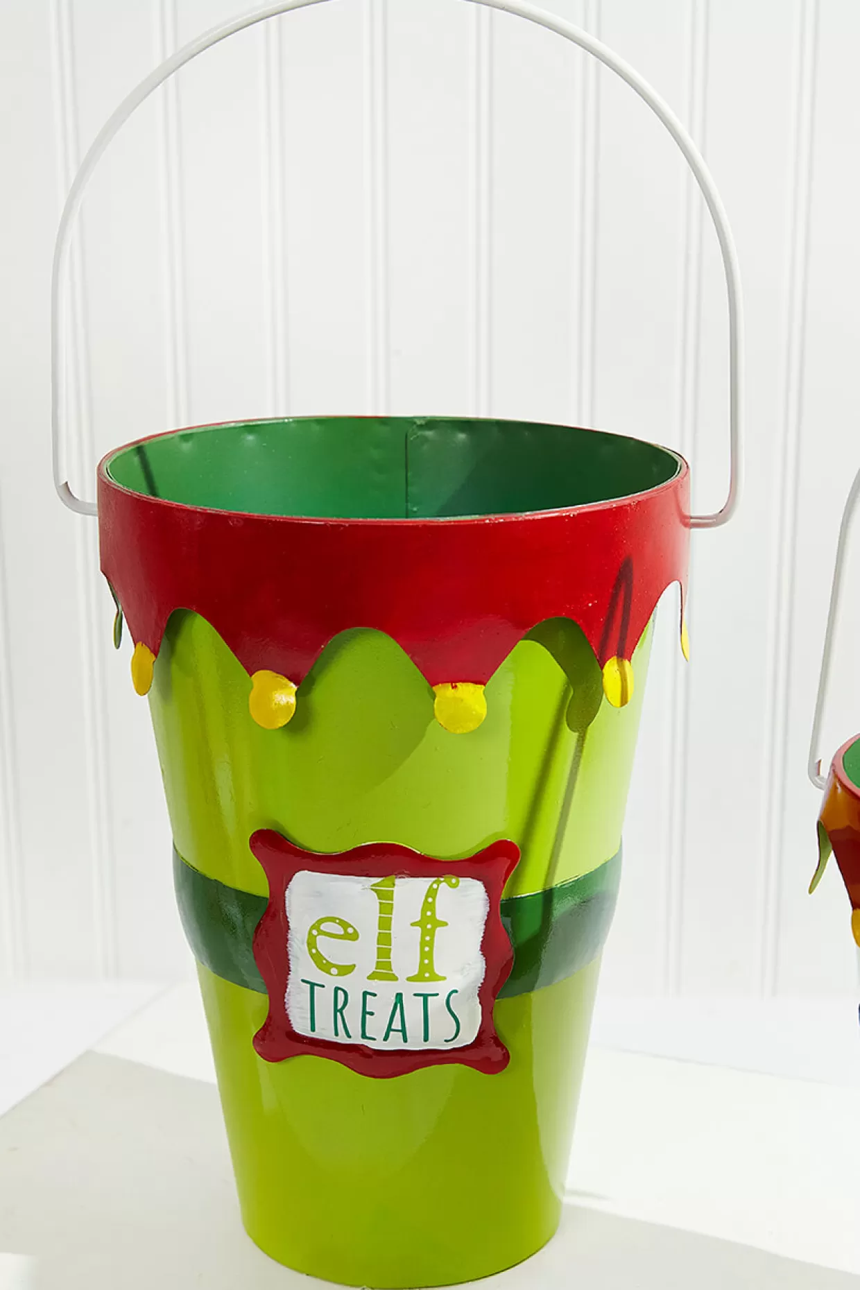 Decorator's Warehouse Green With Red Elf Treats Bucket Set