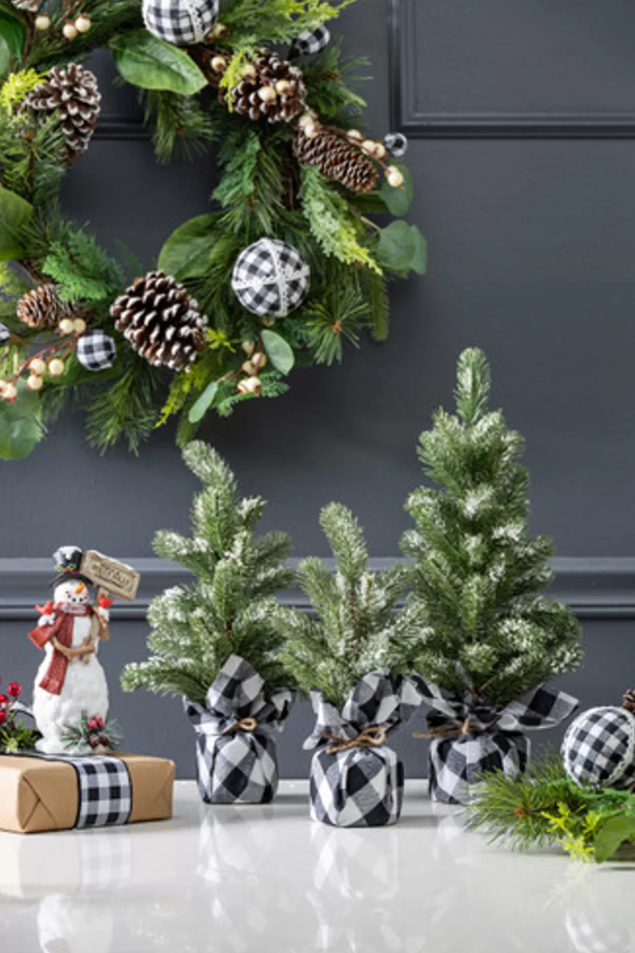 Decorator's Warehouse Pine Tree With Plaid Fabric - Medium