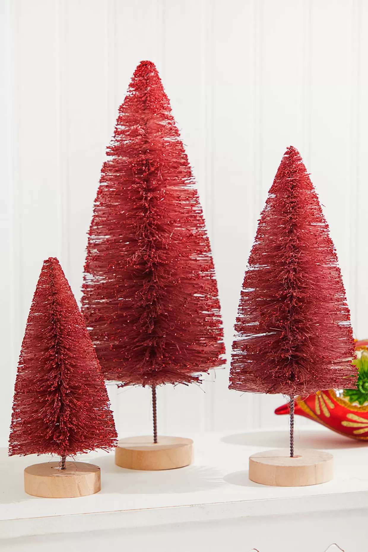 Decorator's Warehouse Red Bottle Brush Tree - Set Of 3