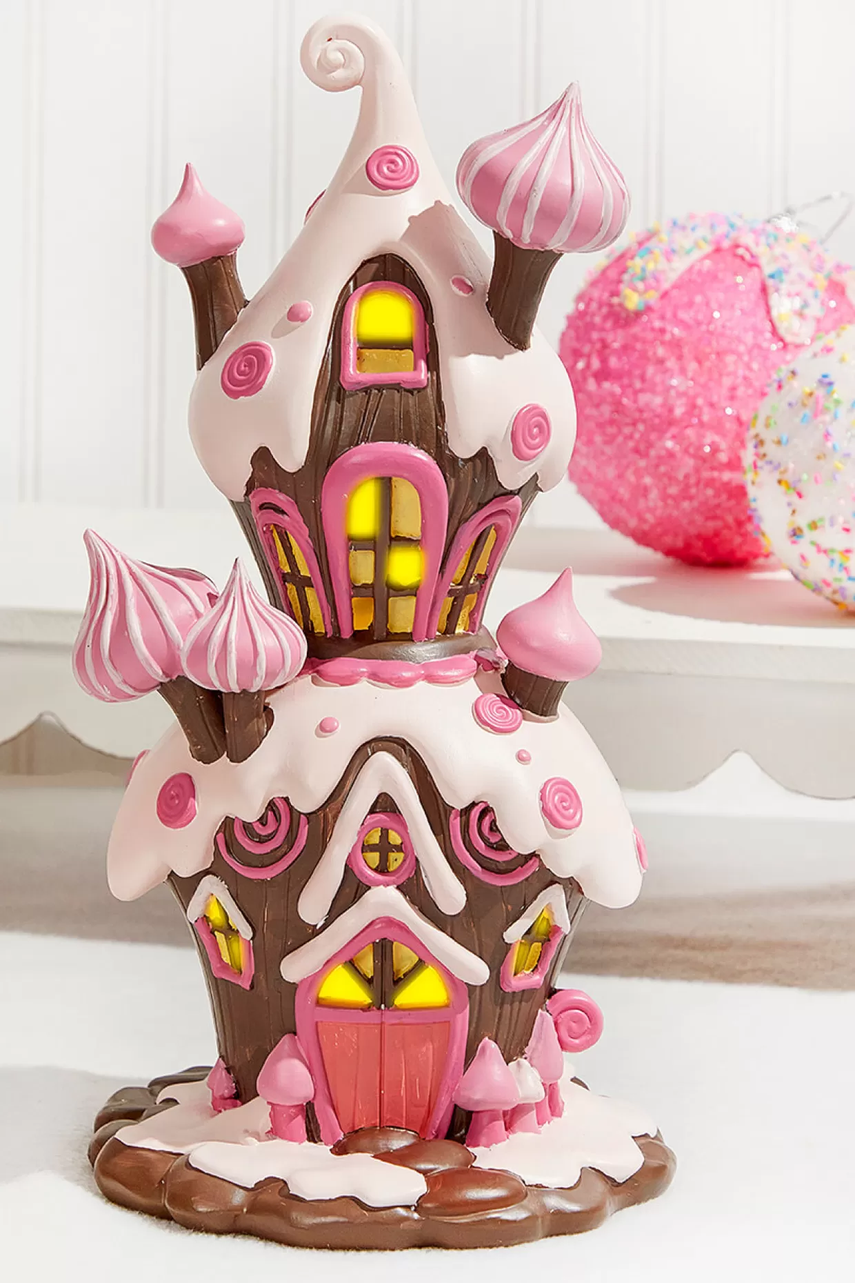 Decorator's Warehouse Resin Candy House With Led - Brown Pink