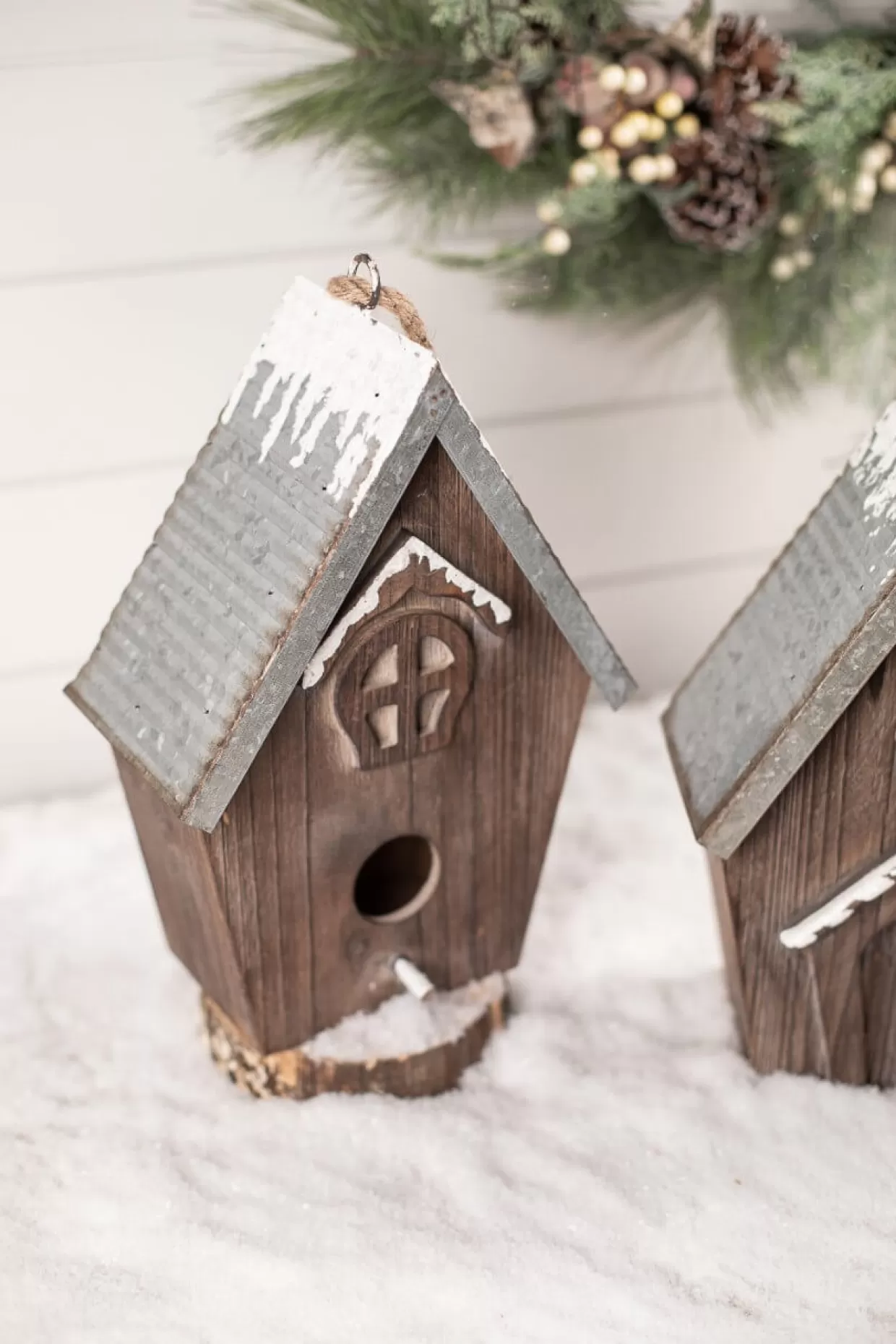 Decorator's Warehouse Wood Galvanized Metal Birdhouse